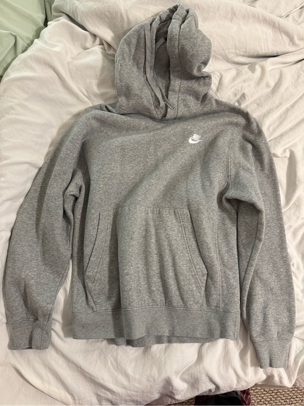 Nike Light Gray Pullover Hoodie with White Sherpa Lining
